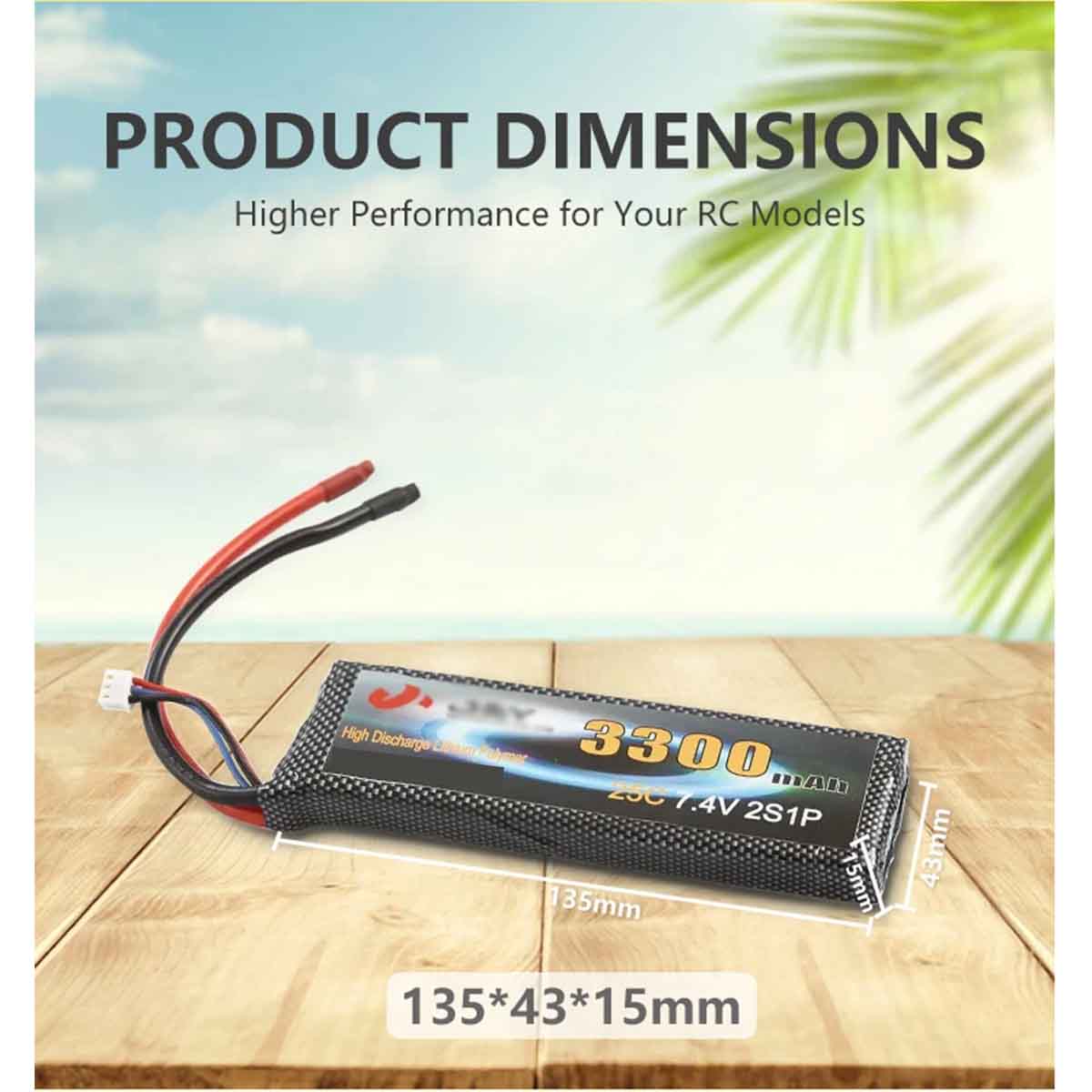 7.4V 3300mAh 锂聚合物电池组可充电电池 2S 18650 锂聚合物电池适用于遥控汽车直升机